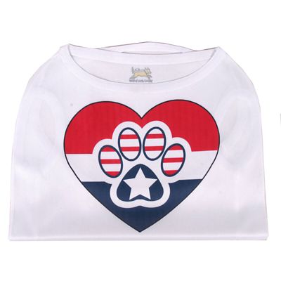Yellow Dog Design Patriotic Paw Heart Dog Shirt