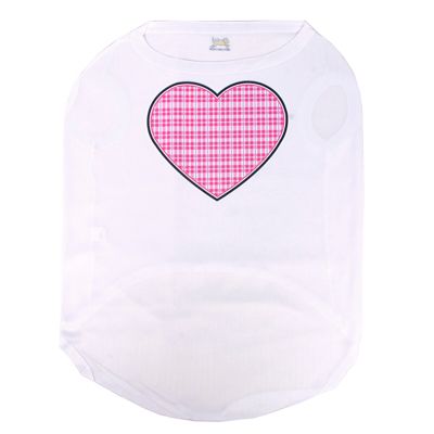 Yellow Dog Design Preppy Plaid Pink Heart Dog Shirt