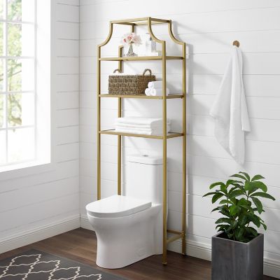Image showing  11 in. x 27.25 in. x 73 in. Steel Aimee Space Saver Bathroom Shelf, Gold