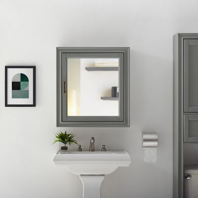 Image showing  26 in. x 23.75 in. Wooden Tara Bath Mirror Cabinet, Gray