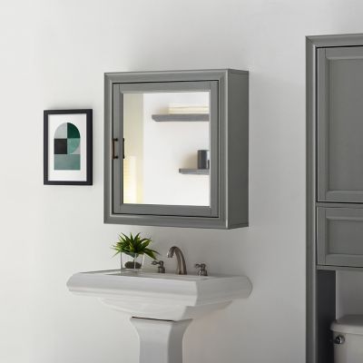 Image showing  26 in. x 23.75 in. Wooden Tara Bath Mirror Cabinet, Gray