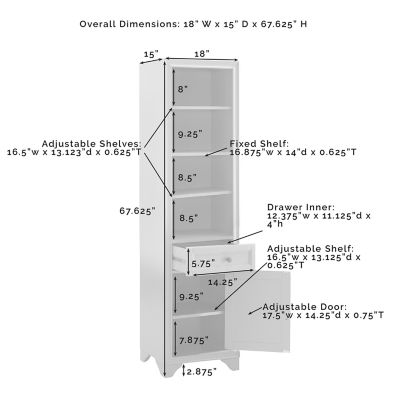 Image showing 9 th Crosley 6-Compartment Tara Linen Cabinet, Gray