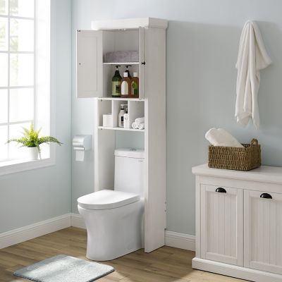 Image showing 1 th Crosley 23 in. x 72 in. x 11 in. MDF Seaside Space Saver Over-the-Toilet Cabinet, White