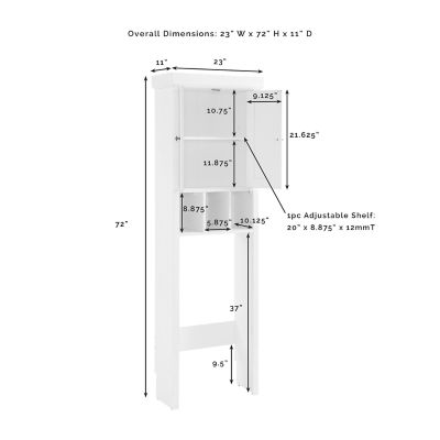 Image showing 2 th Crosley 23 in. x 72 in. x 11 in. MDF Seaside Space Saver Over-the-Toilet Cabinet, White