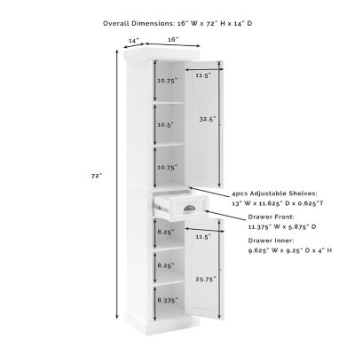 Image showing  3-Compartment Seaside Tall Linen Cabinet, White