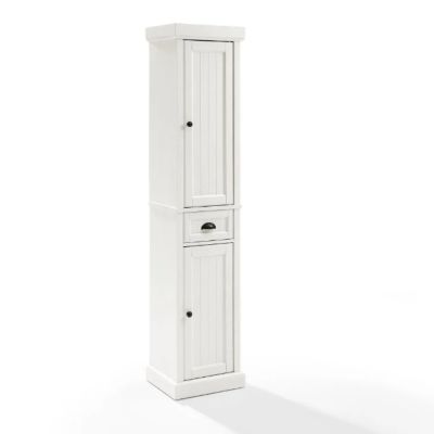 Image showing 5 th Crosley 3-Compartment Seaside Tall Linen Cabinet, White