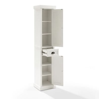 Image showing 7 th Crosley 3-Compartment Seaside Tall Linen Cabinet, White