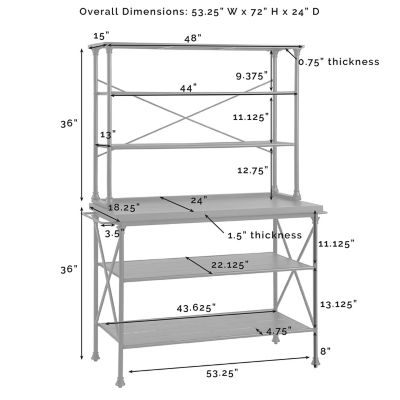 Image showing  6-Tier Madeleine Kitchen Island Hutch Set, Matte Black/White Faux Marble, 2 pc.
