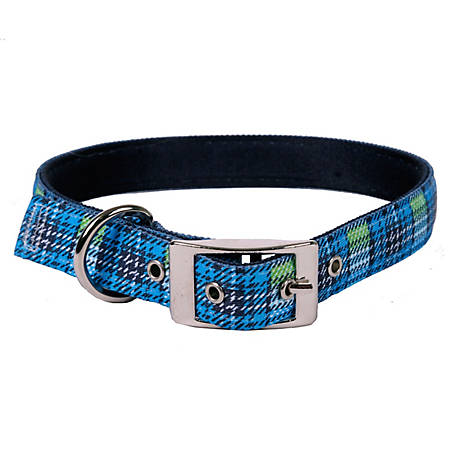 Wet Nose Designs Gone Fishing Plaid Dog Collar Fish Bobbers Lures Blue & Green 