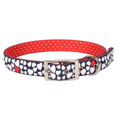 Yellow Dog Design White Hearts Uptown Dog Collar