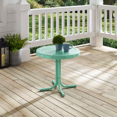 Image showing  22 in. Outdoor Retro Metal Round Side Table, Aqua