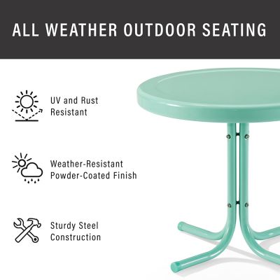 Image showing  22 in. Outdoor Retro Metal Round Side Table, Aqua
