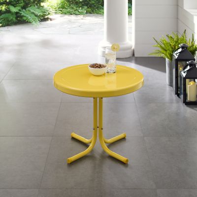 Image showing  22 in. Outdoor Retro Metal Round Side Table, Yellow