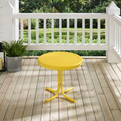 Image showing  22 in. Outdoor Retro Metal Round Side Table, Yellow