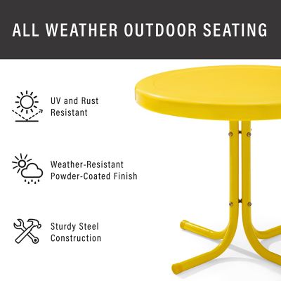 Image showing  22 in. Outdoor Retro Metal Round Side Table, Yellow