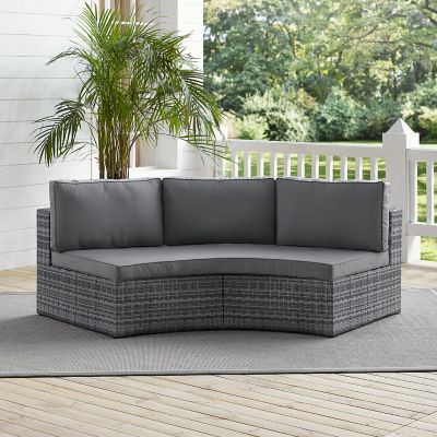 Image showing  Round 3-Seater Catalina Outdoor Sectional Sofa, 32 in. x 83 in. x 30.5 in., 4 in. Thick Seat and Back Cushions, Gray