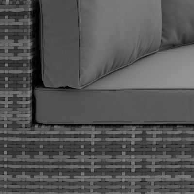 Image showing  Round 3-Seater Catalina Outdoor Sectional Sofa, 32 in. x 83 in. x 30.5 in., 4 in. Thick Seat and Back Cushions, Gray