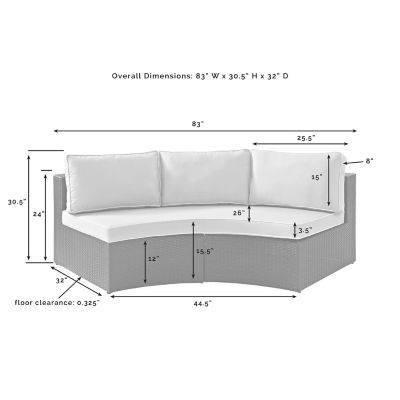 Image showing  Round 3-Seater Catalina Outdoor Sectional Sofa, 32 in. x 83 in. x 30.5 in., 4 in. Thick Seat and Back Cushions, Gray