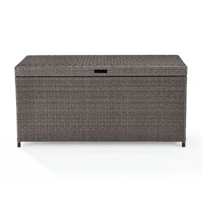 Image showing  Palm Harbor Outdoor Wicker Storage Bin, 5 in. x 52 in. x 25 in., Fits Cushions Up to 24 sq. in., Gray