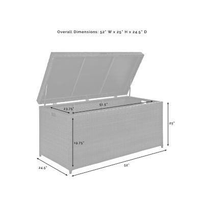 Image showing 5 th Crosley Palm Harbor Outdoor Wicker Storage Bin, 5 x 52 x 25in., Fits Cushions Up to 24 sq. in., Gray