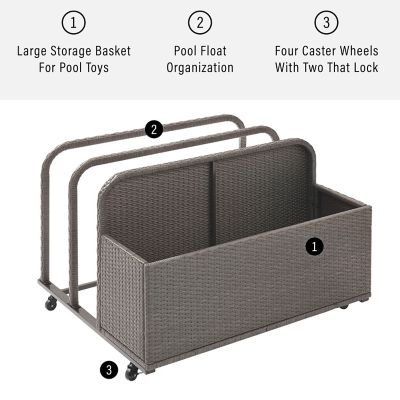 Image showing  Palm Harbor Outdoor Float Wicker Storage Caddy, 37.5 in. x 44 in. x 29.5 in., Gray