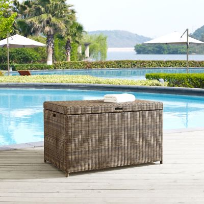 Crosley Bradenton Outdoor Wicker Storage Bin, Weathered Brown, 28.5 in. D x 51.75 in. W x 30 in. H