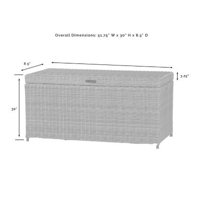 Image showing  Bradenton Outdoor Wicker Storage Bin, Weathered Brown, 28.5 in. D x 51.75 in. W x 30 in. H