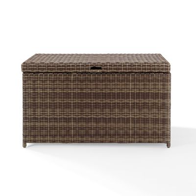 Image showing  Bradenton Outdoor Wicker Storage Bin, Weathered Brown, 28.5 in. D x 51.75 in. W x 30 in. H