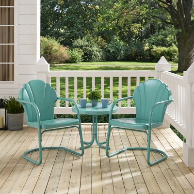 Crosley 3 pc. Tulip Metal Outdoor Conversation Chair Set with Table