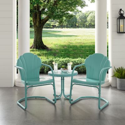 Image showing  3 pc. Tulip Metal Outdoor Conversation Chair Set with Table