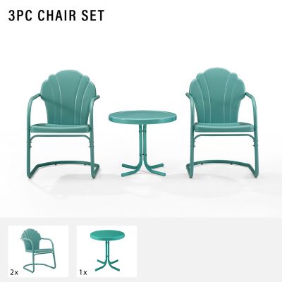 Image showing  3 pc. Tulip Metal Outdoor Conversation Chair Set with Table