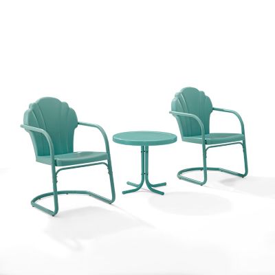 Image showing  3 pc. Tulip Metal Outdoor Conversation Chair Set with Table