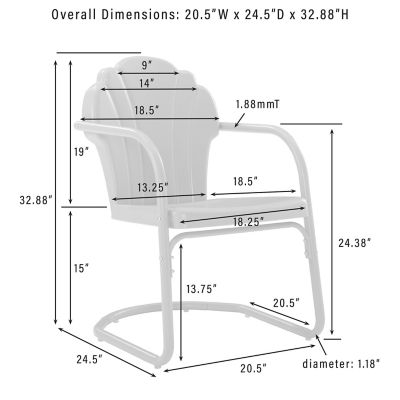 Image showing 6 th Crosley 3 pc. Tulip Metal Outdoor Conversation Chair Set with Table