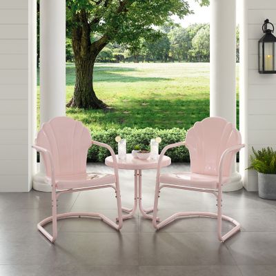 Image showing  3 pc. Tulip Metal Outdoor Conversation Chair Set with Table