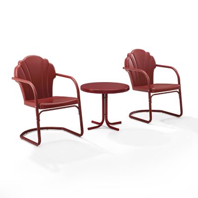 Image showing  3 pc. Tulip Metal Outdoor Conversation Chair Set with Table