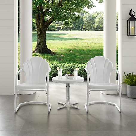 Crosley 3 pc. Tulip Metal Outdoor Conversation Chair Set with Table
