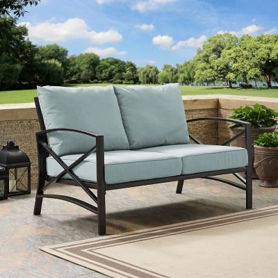 Crosley Kaplan Loveseat, Blue/Brown