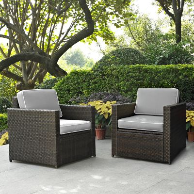 Crosley 2 pc. Palm Harbor Outdoor Wicker Chair Set, Gray