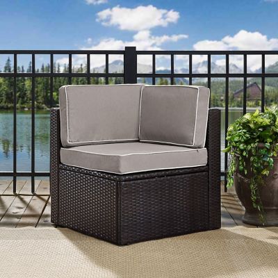 Crosley Palm Harbor Wicker Corner Chair, Gray