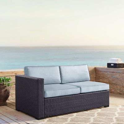 Crosley Biscayne Wicker Sectional Loveseat, Blue