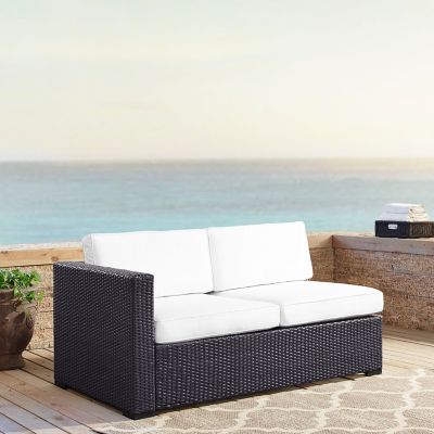 Crosley Biscayne Wicker Sectional Loveseat, White