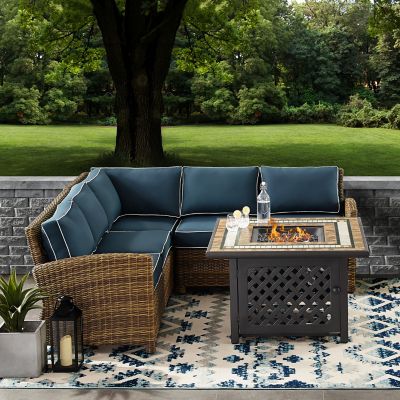 Crosley 4 pc. Bradenton Wicker Set with Fire Pit Table