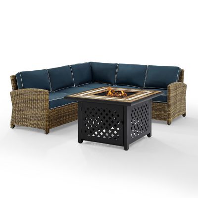 Image showing  4 pc. Bradenton Wicker Set with Fire Pit Table