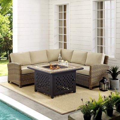 Image showing 1 th Crosley 4 pc. Bradenton Wicker Set with Fire Pit Table