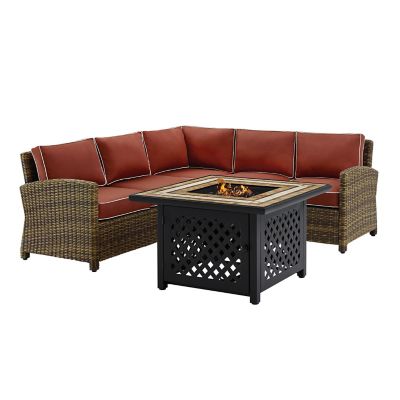 Image showing 2 th Crosley 4 pc. Bradenton Wicker Set with Fire Pit Table