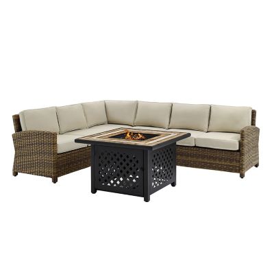 Image showing 2 th Crosley 5 pc. Bradenton Wicker Set with Fire Table, KO70158-NV