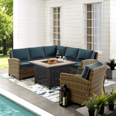 Image showing  5 pc. Bradenton Wicker Set with Fire Table 4
