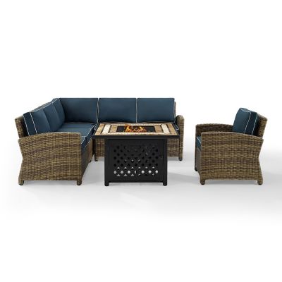 Image showing  5 pc. Bradenton Wicker Set with Fire Table 4