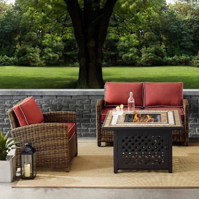 Crosley 3 pc. Bradenton Wicker Set with Fire Table, KO70161-NV