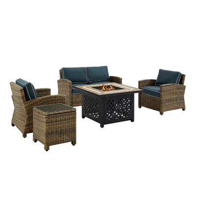 Image showing 2 th Crosley 5 pc. Bradenton Wicker Set with Fire Table, KO70162-NV